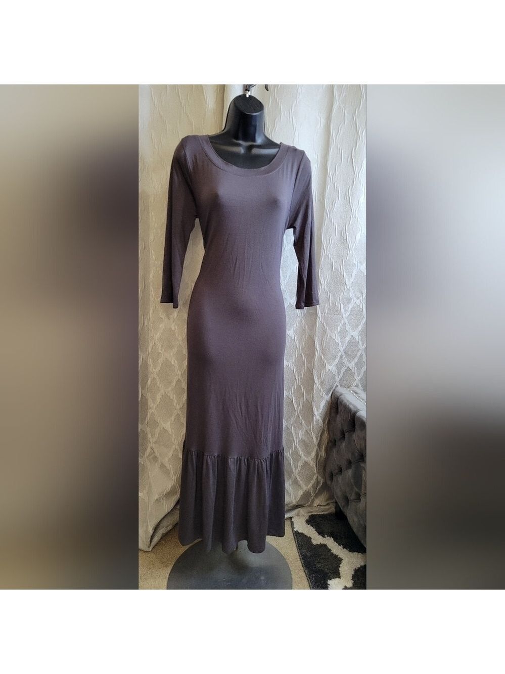 Zenana | Maxi Dress | Quarter-Length Sleeves | Gray